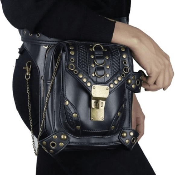 🍒 POUCH BAG LEATHER CROSSBODY MULTPURPOSE PURSE UTLITY BELT FANNY PACK CHAIN - Picture 12 of 16